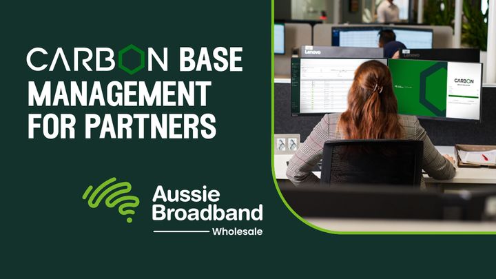 Carbon Base Management for Partners Banner Image with office worker using Carbon on their dual monitor computer screen.