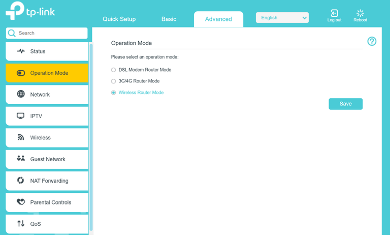 Settings for the setup of the TP-Link