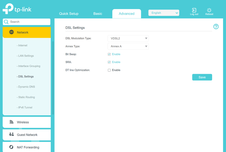 Settings to setup the TP-Link