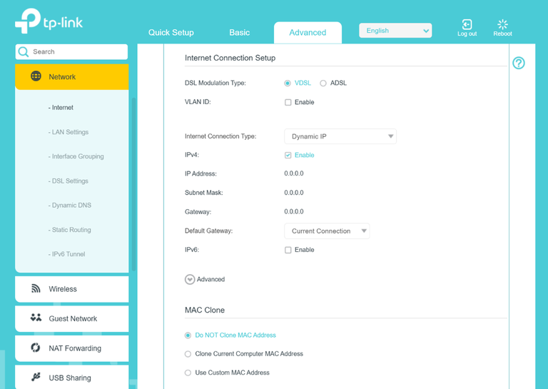 Settings to setup the TP-Link