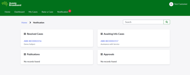 Notification dashboard