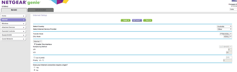 BYO NBN Router Settings for Netgear