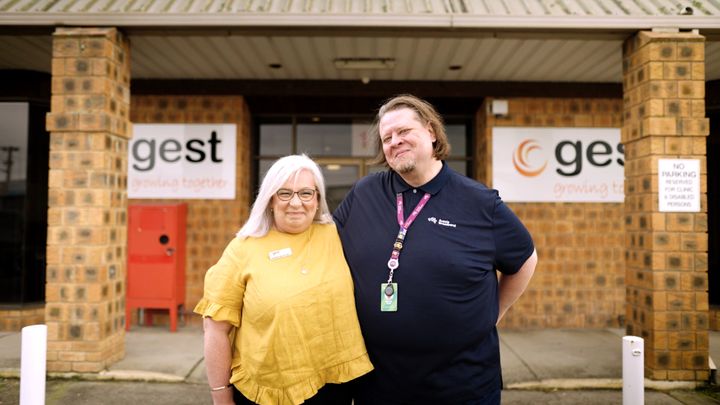 GEST General Manager, Jennifer McCafferty with GEST alumni and Aussie Broadband Complaints Officer, Jeremy Cook.