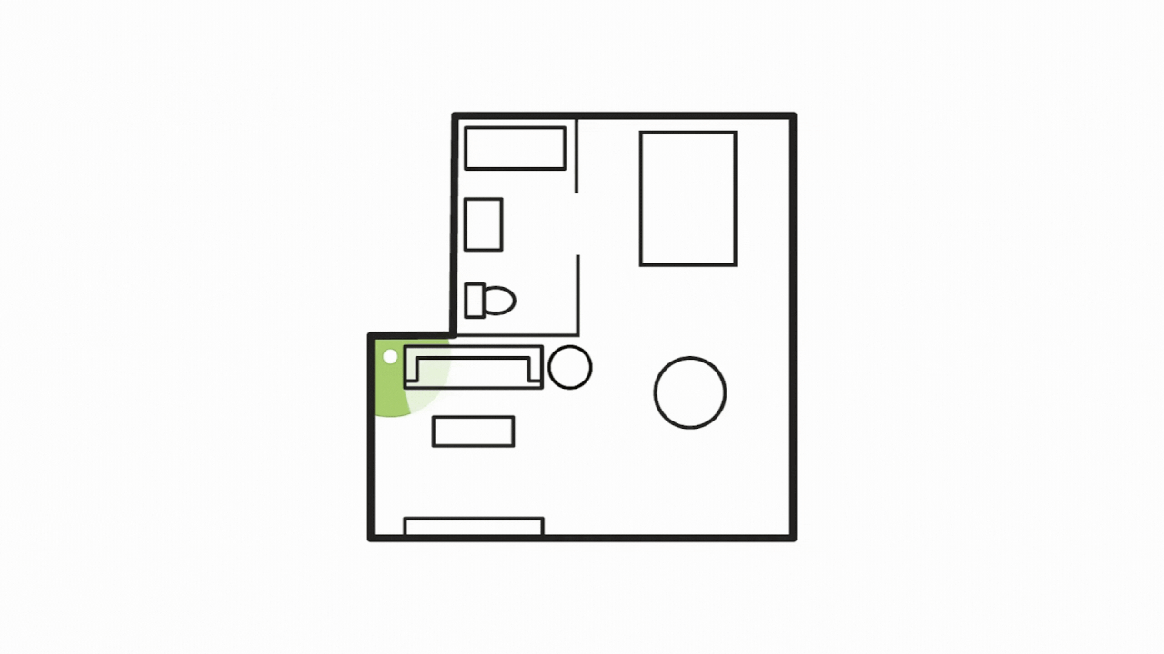 GIF of a diagram of a router being placed in a home.