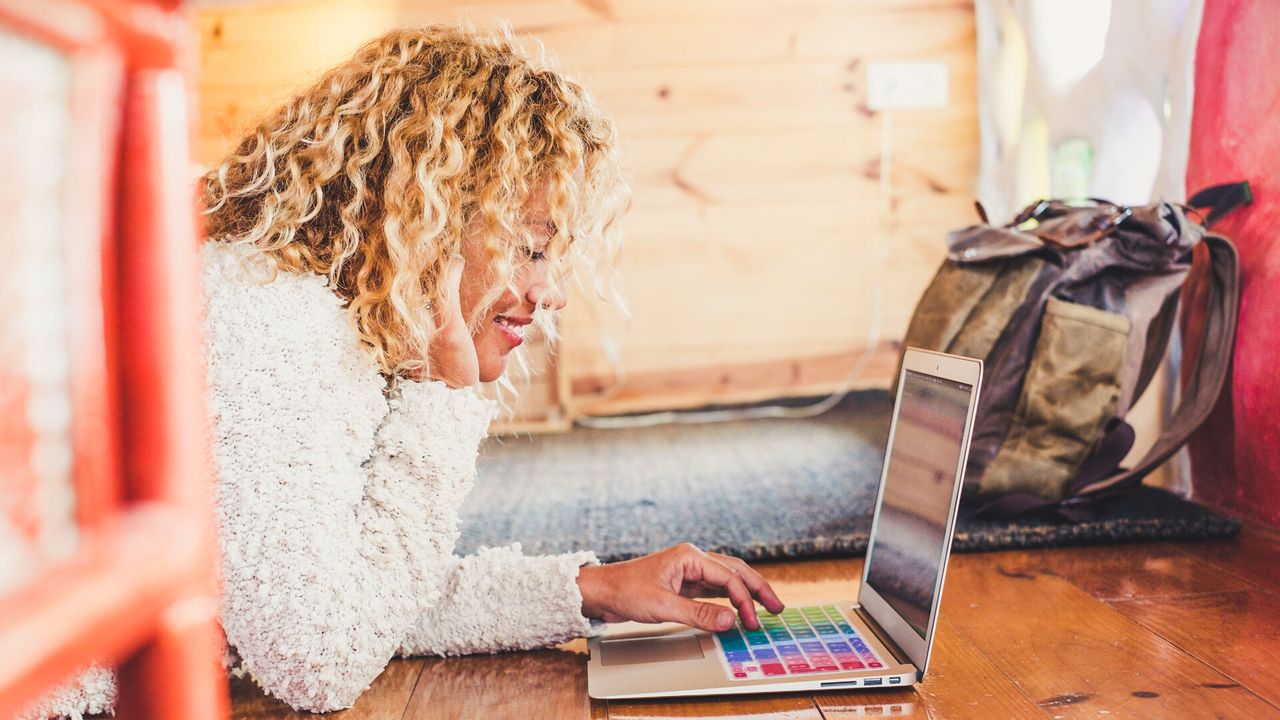 A woman using a laptop