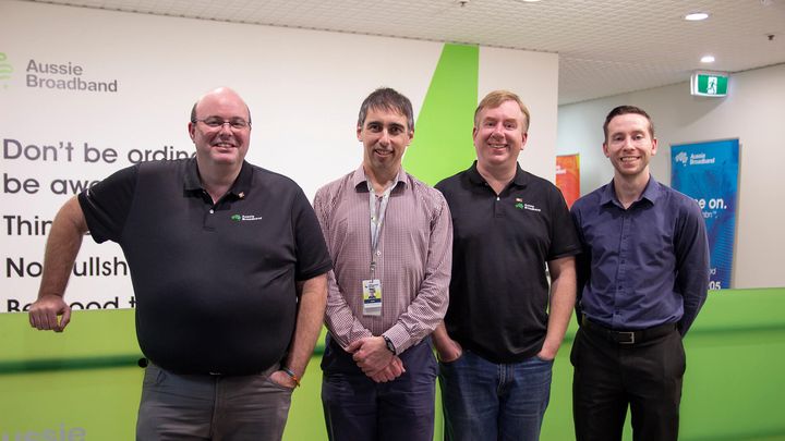Aussie Broadband Managing Director Phillip Britt, Latrobe City Mayor Cr Darrell White, Deputy Mayor Cr Dan Clancy, Cr Alan McFarlane