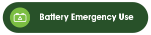 A screenshot of a green button with a battery icon and the text 'Battery Emergency Use'.  
