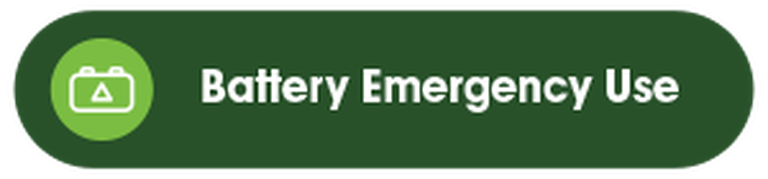A screenshot of a green button with a battery icon and the text 'Battery Emergency Use'.  