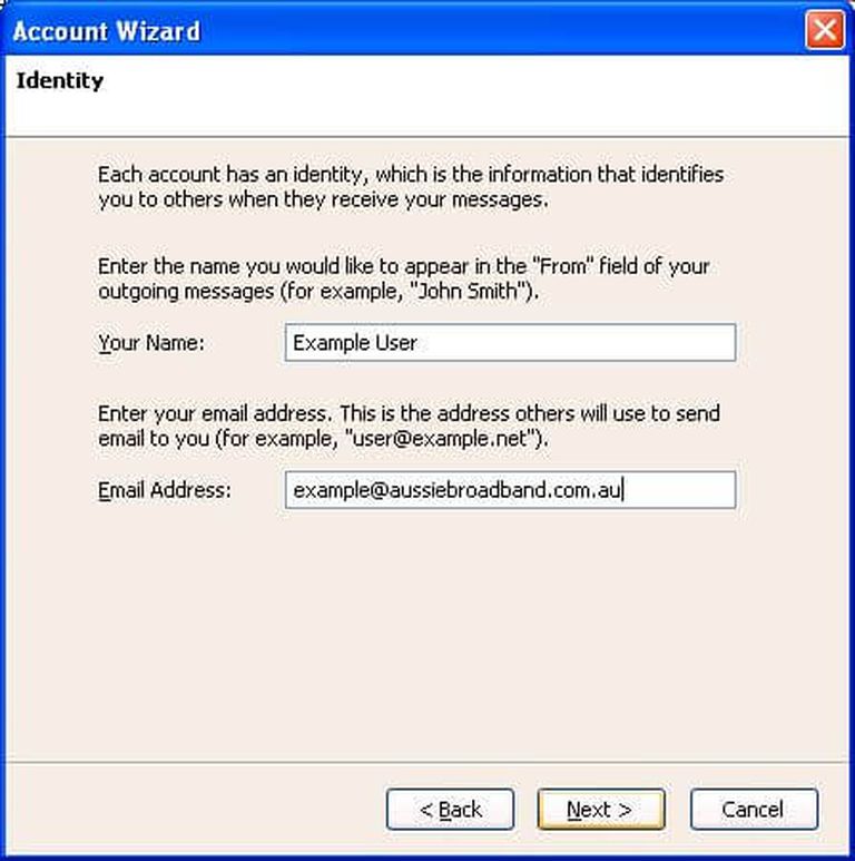 Screenshot of the 'Account Wizard' window in Thunderbird. There are fields for entering 'Your Name' and 'Email Address'. The 'Next' button at the bottom is highlighted.