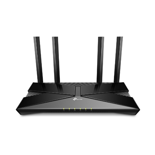 A photo of the TP-Link Archer AX10 router in the colour black.