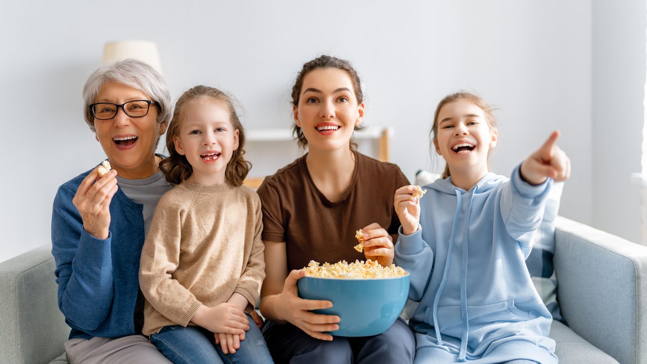 A family watching TV