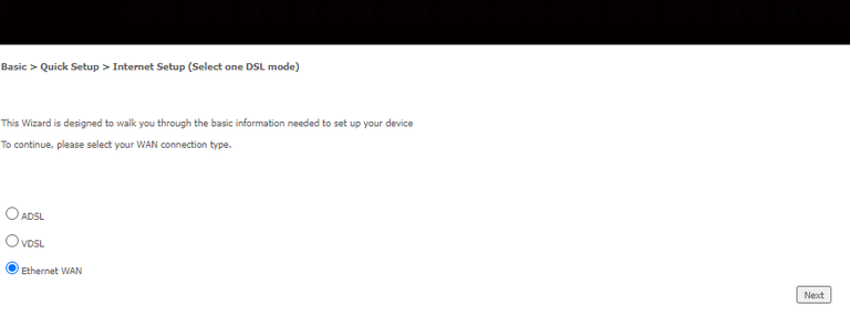 Image of NL19ACV connection type menu