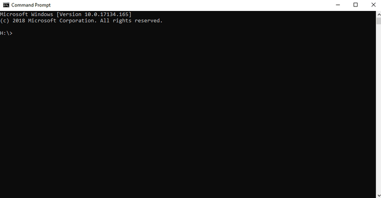 Screenshot of the Command Prompt program on a Windows computer. There is no commands entered yet, and the screenshot is for illustrating what the program looks like when first opened.