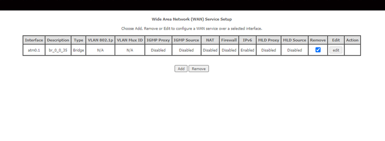 Image of the NL19ACV WAN table menu