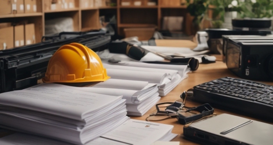 An illustration of bidding documents on desk.