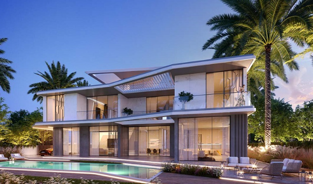 Luxury house construction illustration.