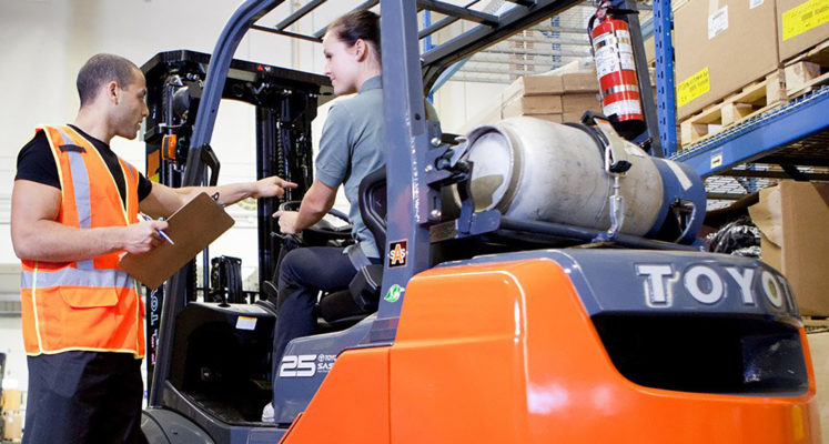 Forklift operator training and certification.