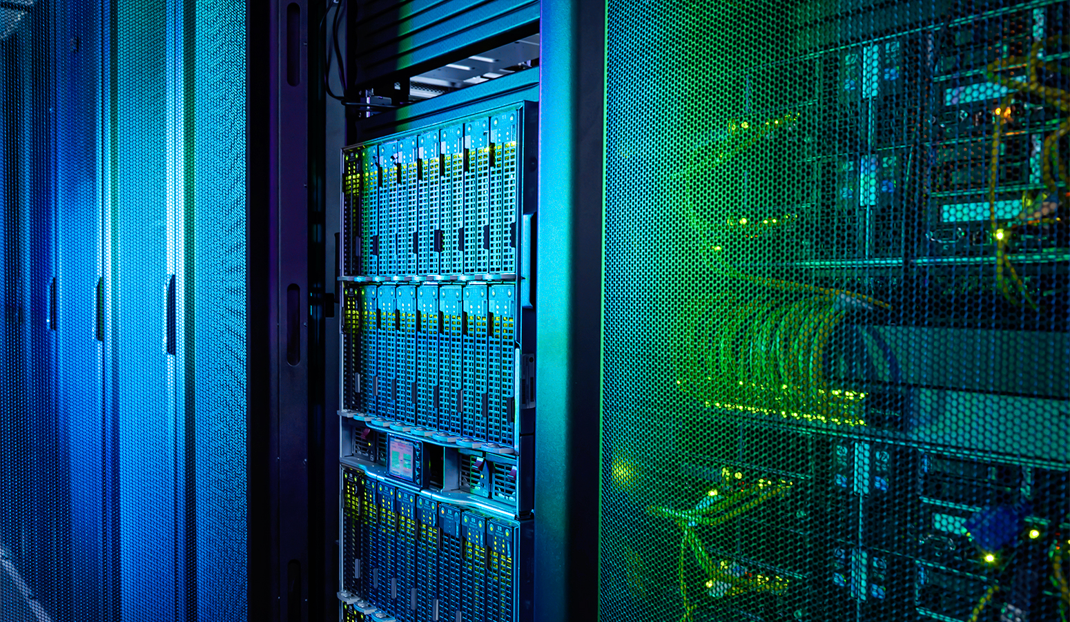 Looking inside a server in a data center.