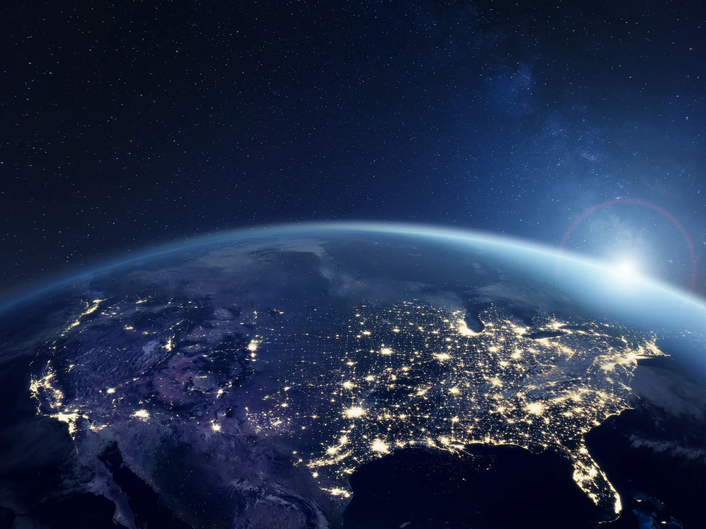 Satellite view of North America