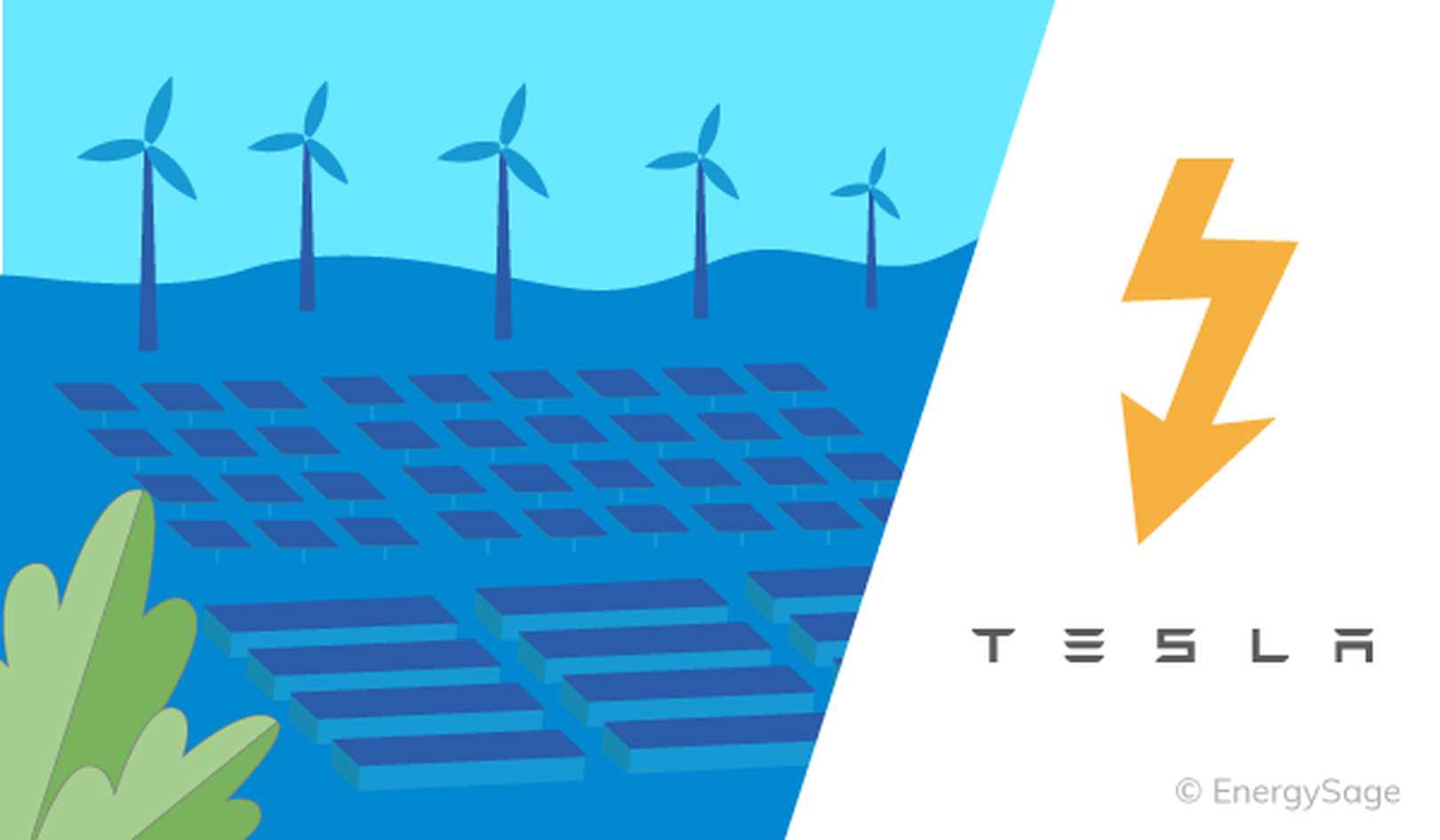 Tesla's switch to LFP batteries, image showing solar panels and Tesla logo