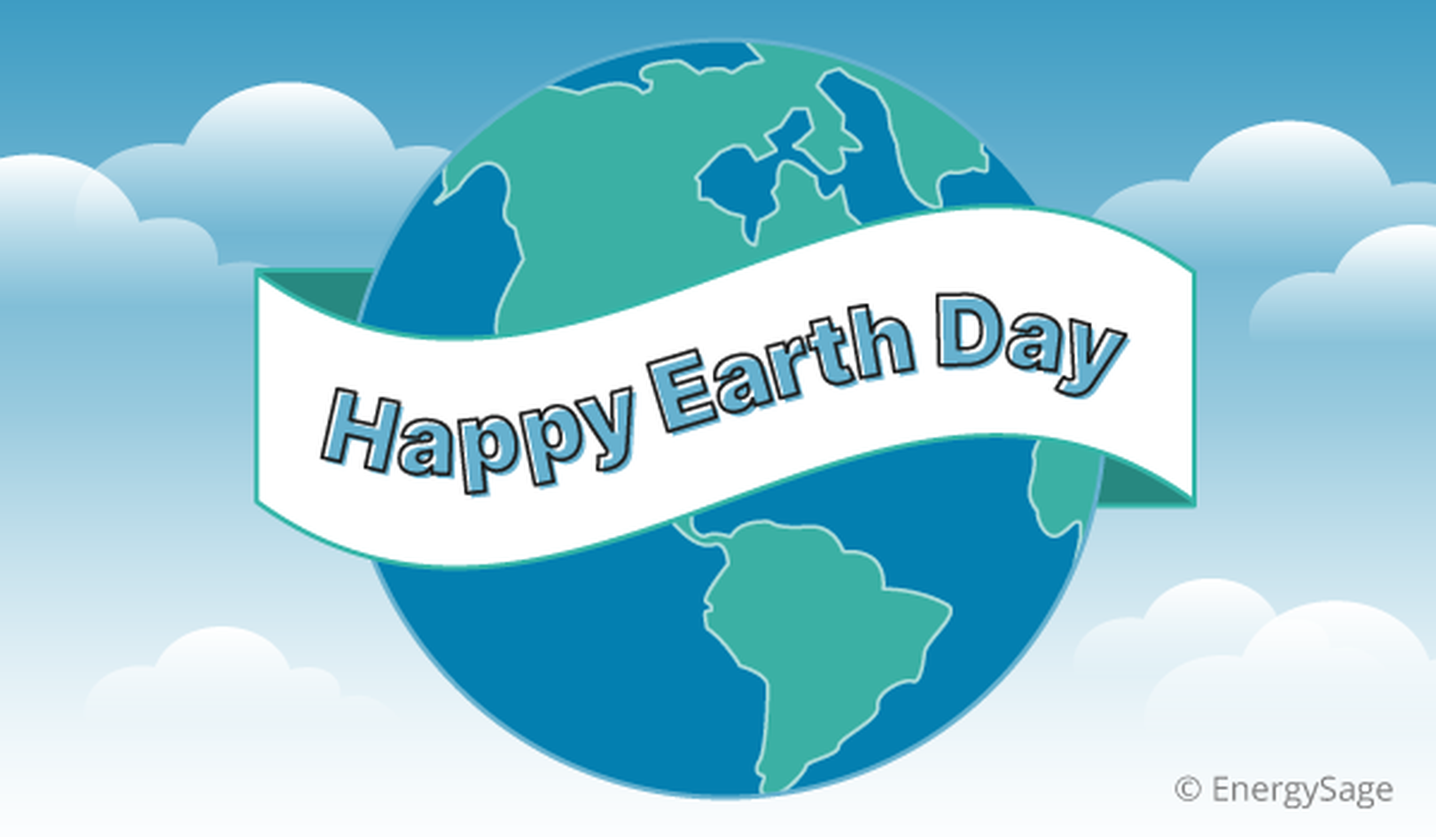 Planet Earth with a Happy Earth Day banner