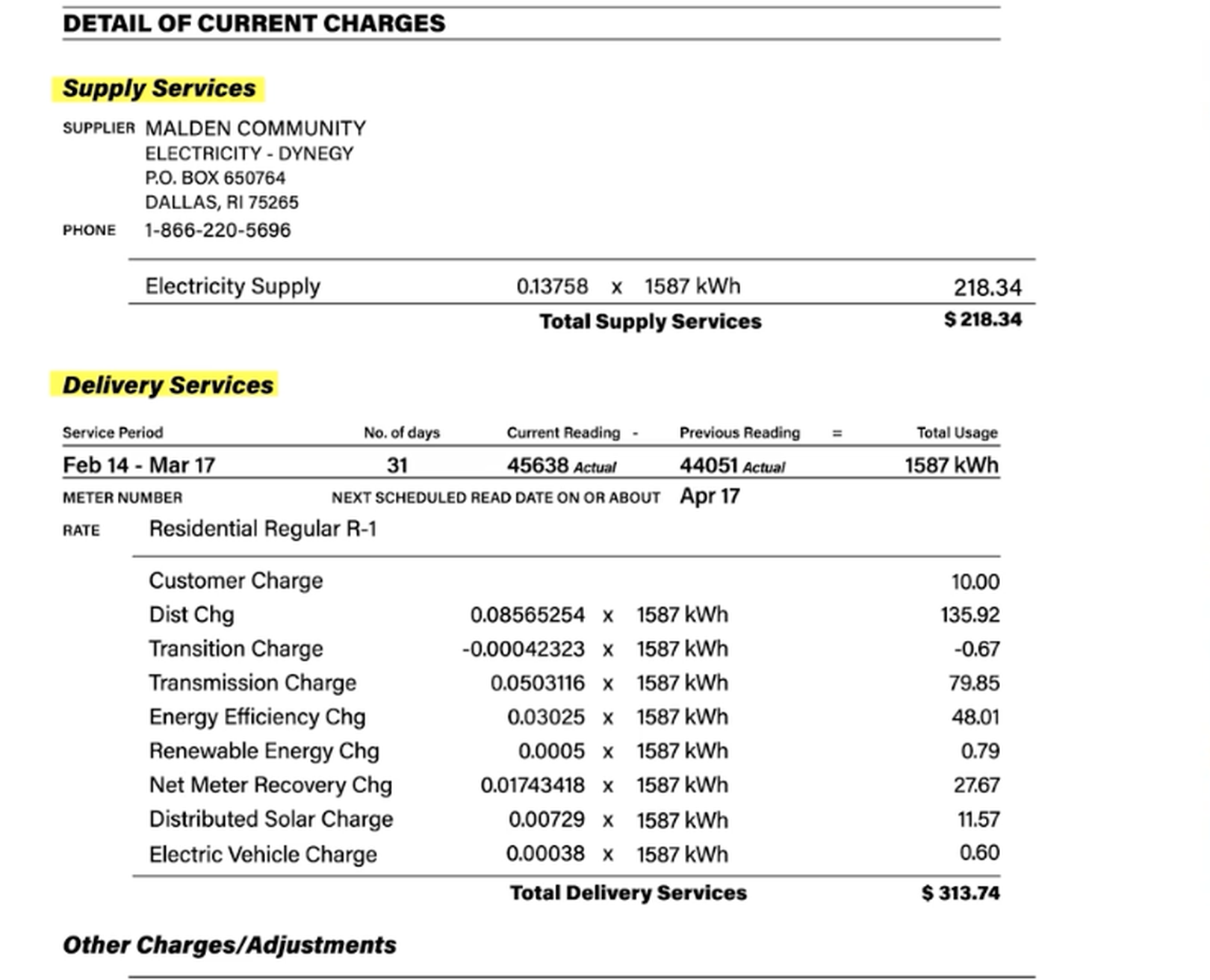 Electric bill - supply and demand