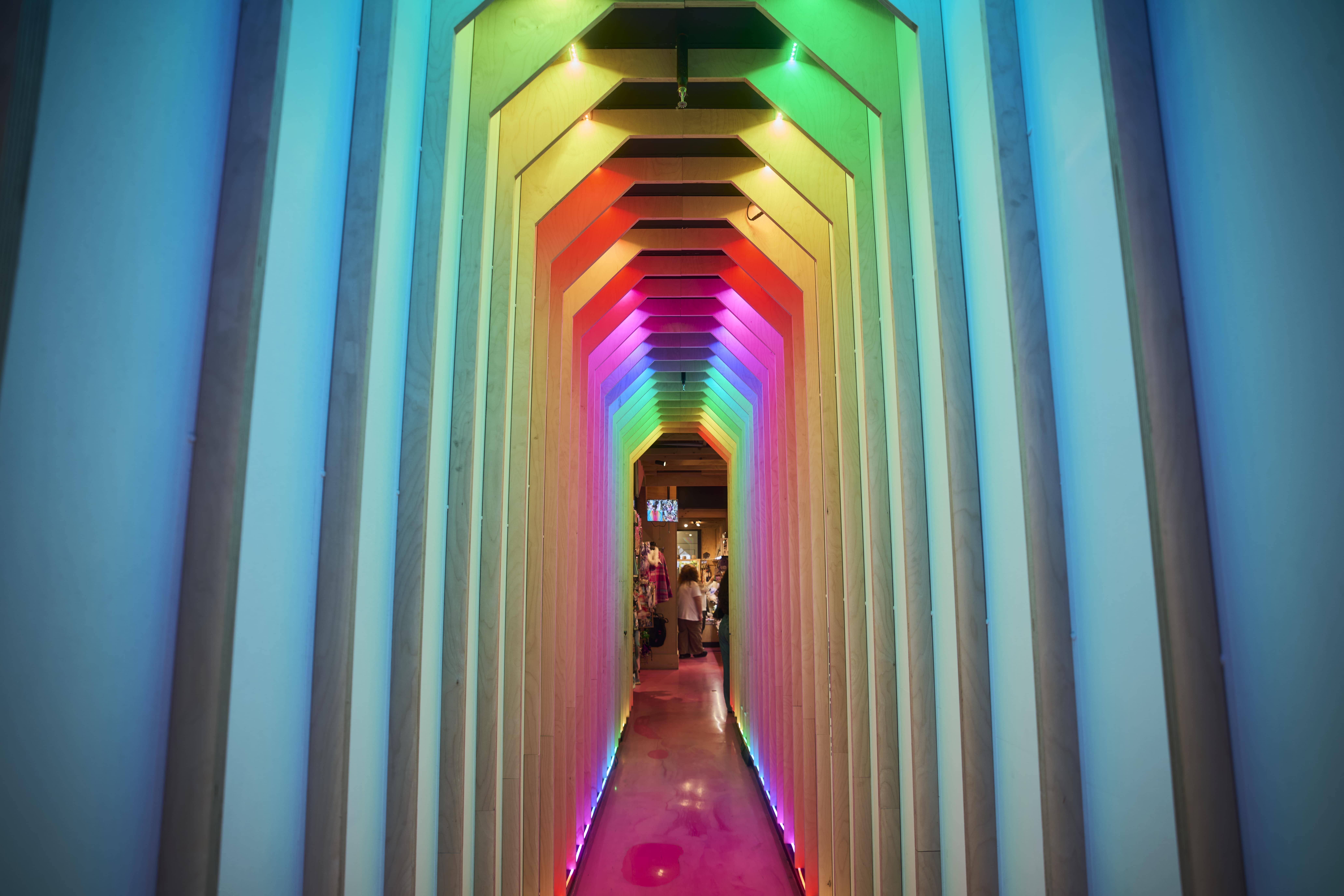 Colourful entryway to in.cube8r in Melbourne Central