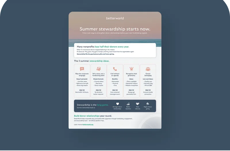 5 Summer Stewardship Strategies to Retain Nonprofit Donors