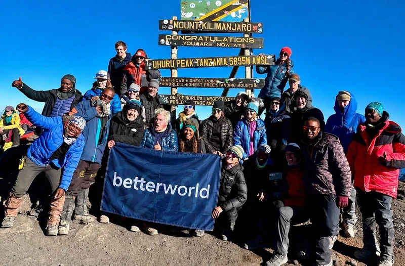BetterWorld climbers at Uhuru Peak, Mount Kilimanjaro