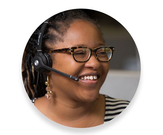 Woman with a headphones having mic