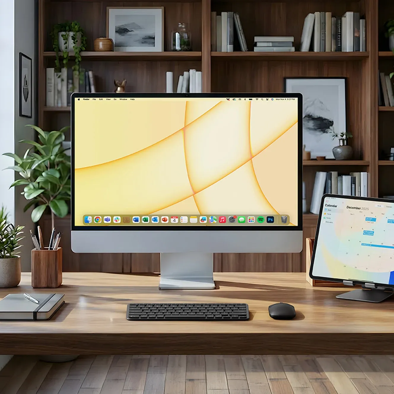 The Satechi Slim EX Wireless Mouse connecting to a iPad and iMac.