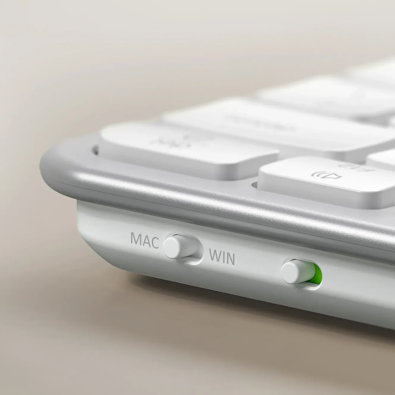 A Windows and Mac switches, to connect your Satechi Slim EX1 Wireless Keyboard to different devices.