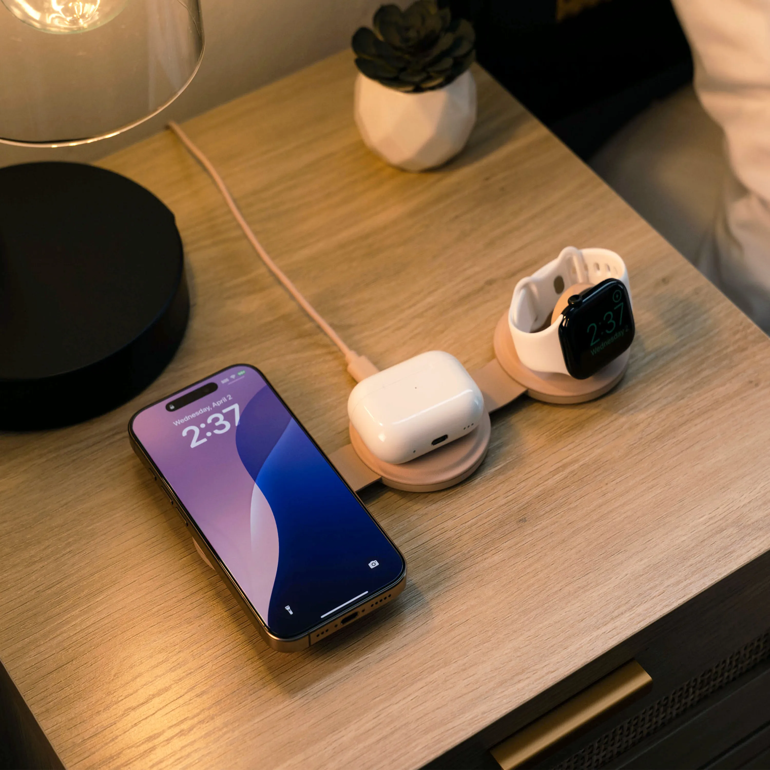 Satechi OntheGo™ 3-in-1 Charger with iPhone, AirPods, and Apple Watch
