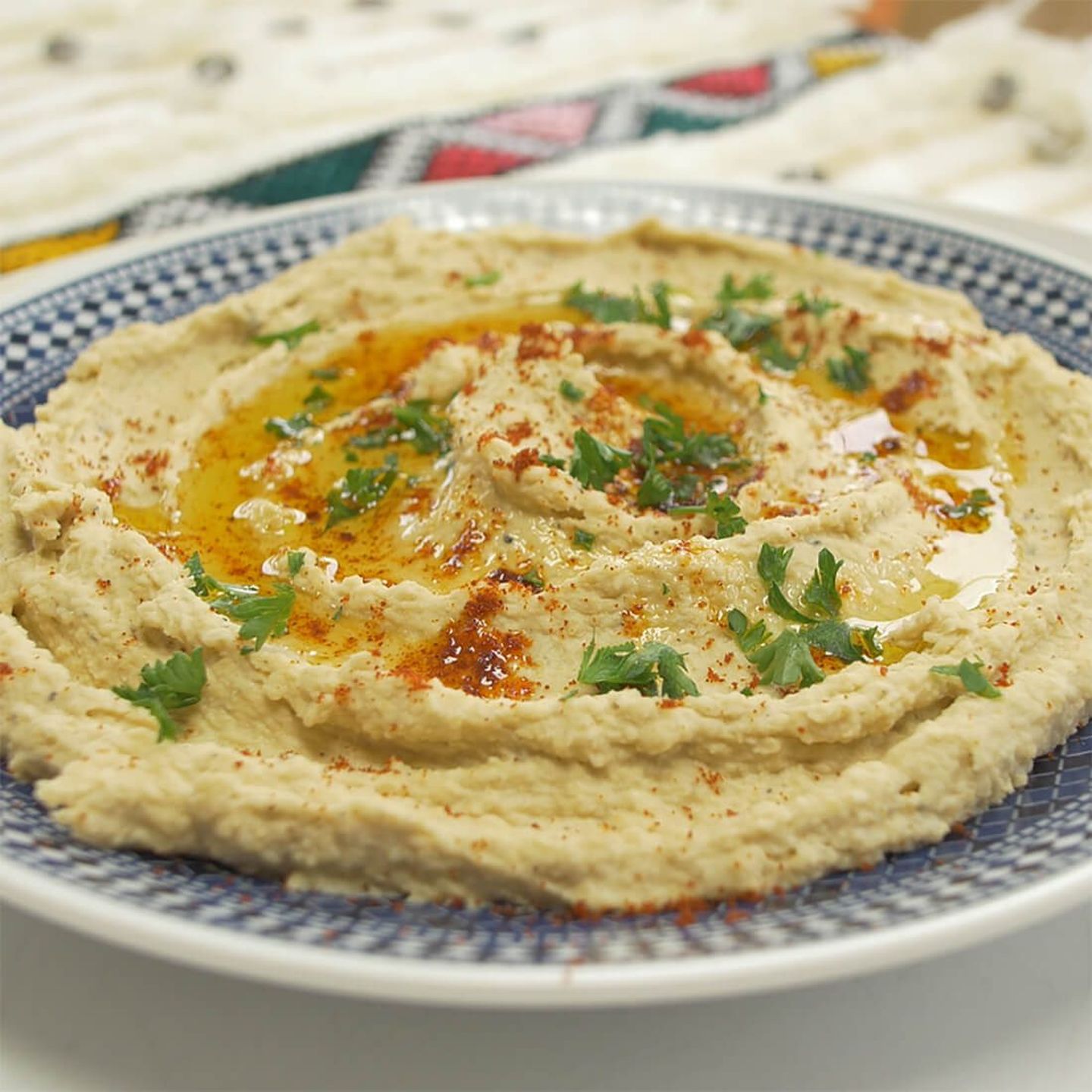 A plate of hummus