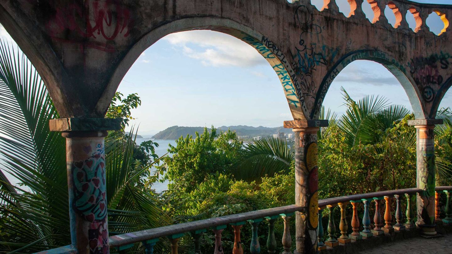 An arched terrace overlooking the ocean in Costa Rica