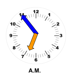 A clock showing the time 6:55 A.M.