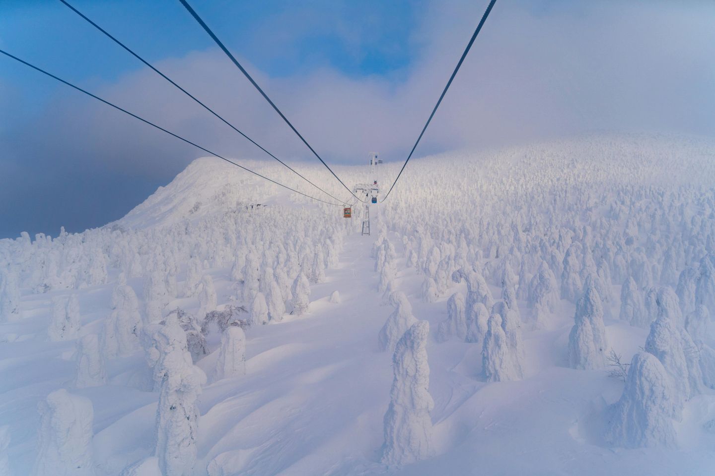 A snowy ski lift in Hokkaido