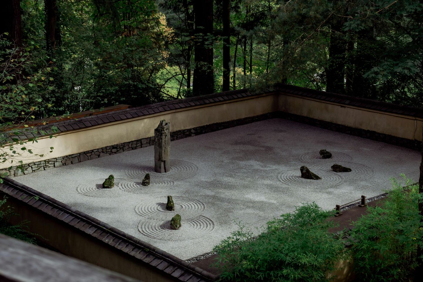 A carefully-raked gravel garden
