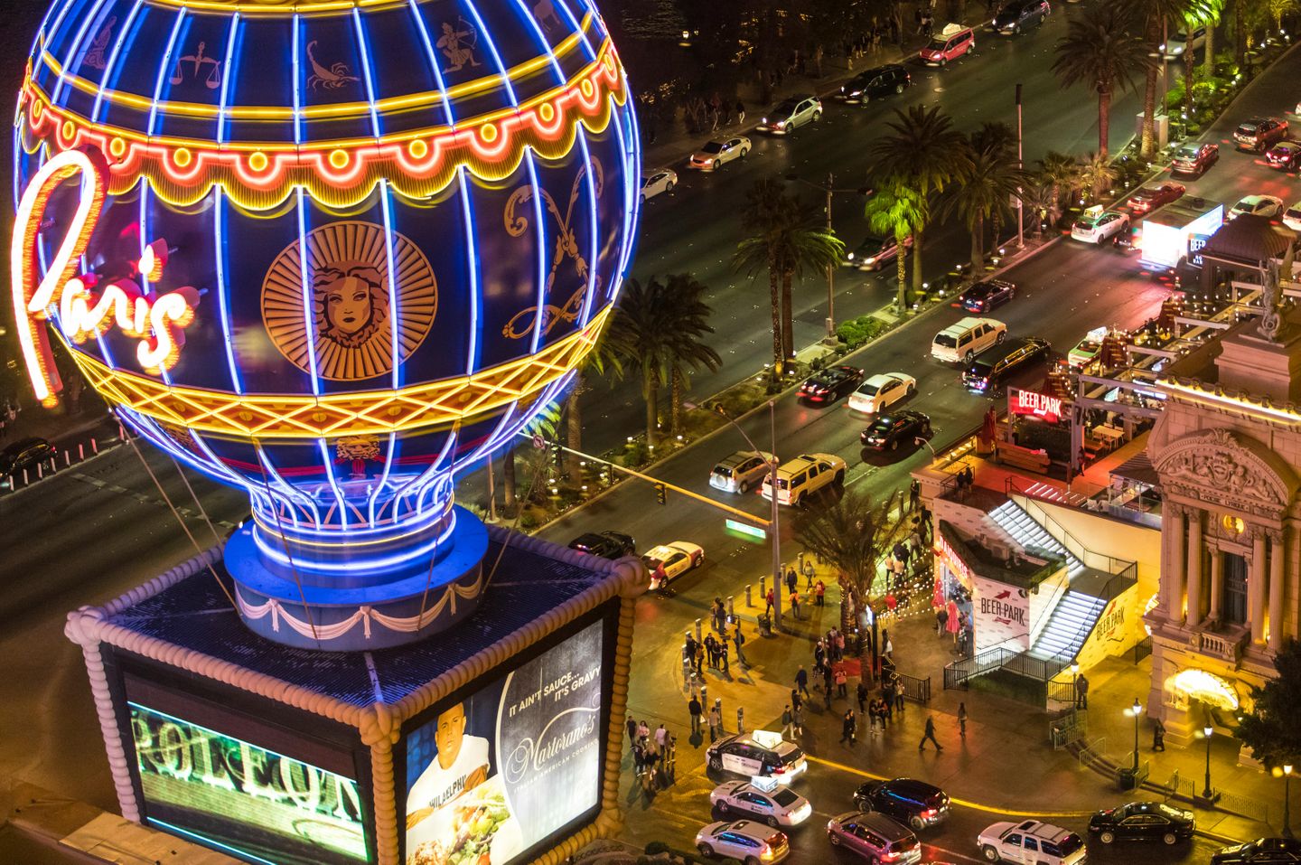 Detail of the hot air ballon restaurant at the Paris hotel in Las Vegas, Nevada