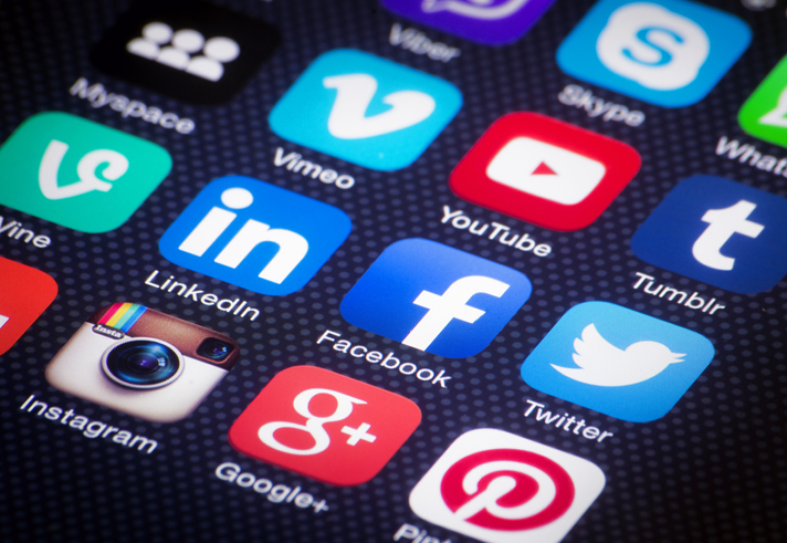 black screen with social media apps on it