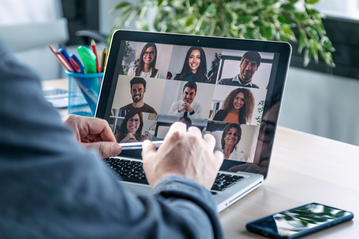 person on zoom call with 9 people.