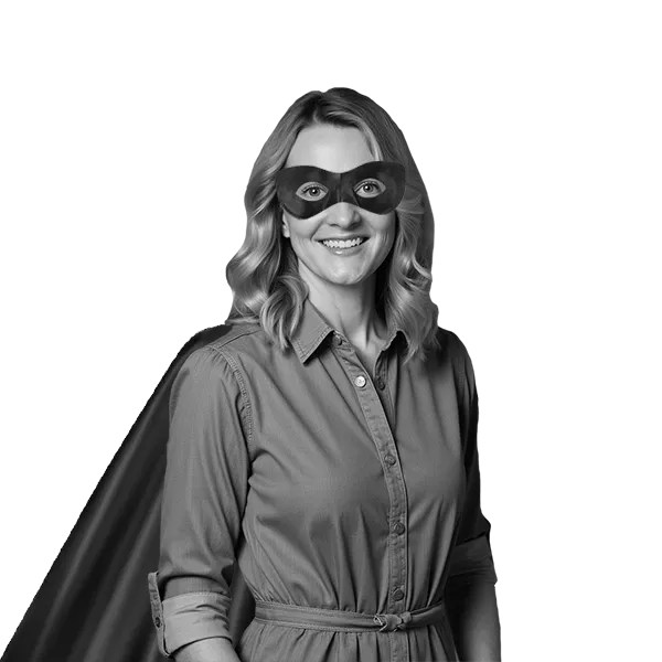Kristin Walker-O'Neill with superhero mask and cape