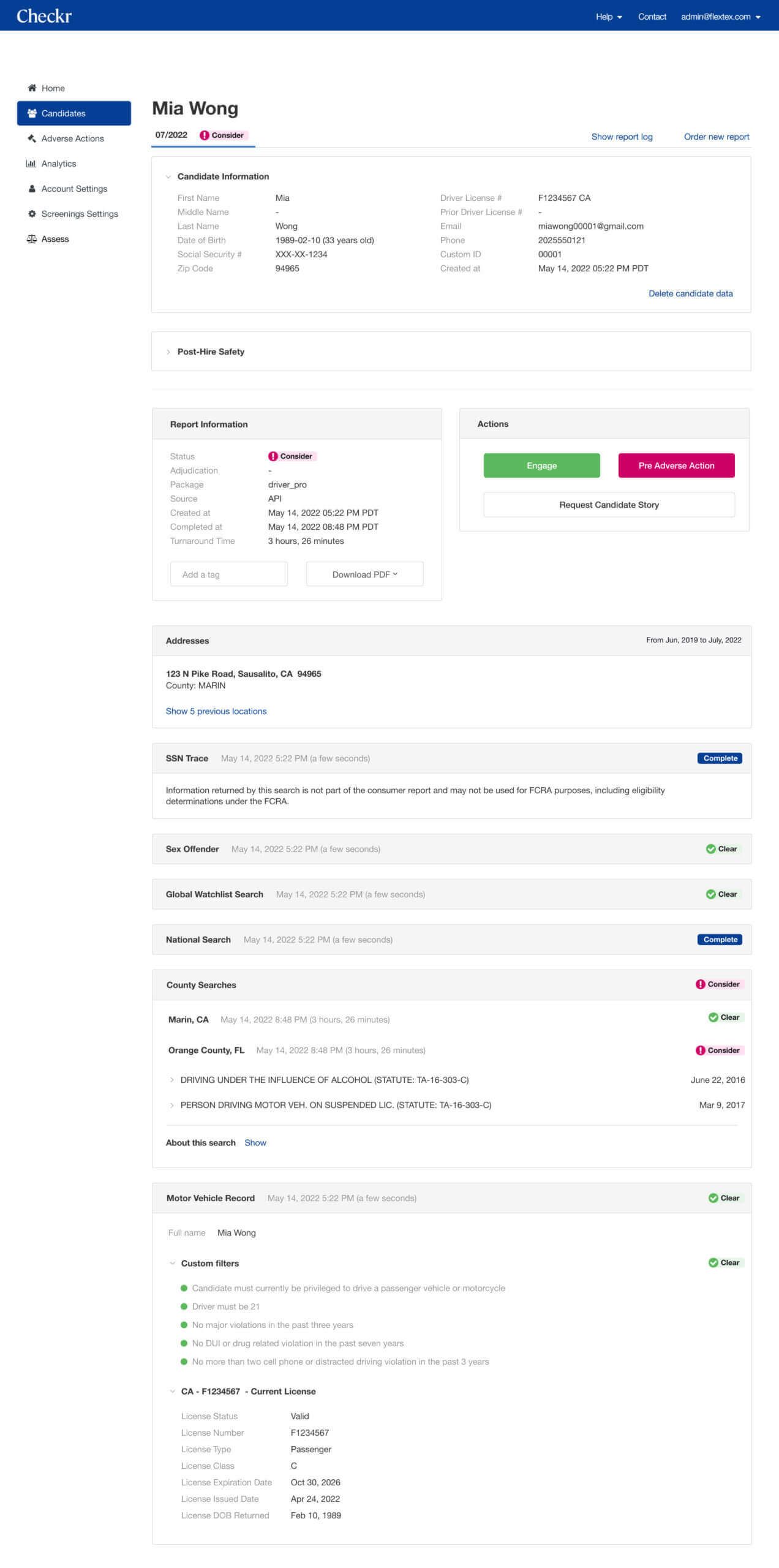 Sample Employee Background Report | Checkr