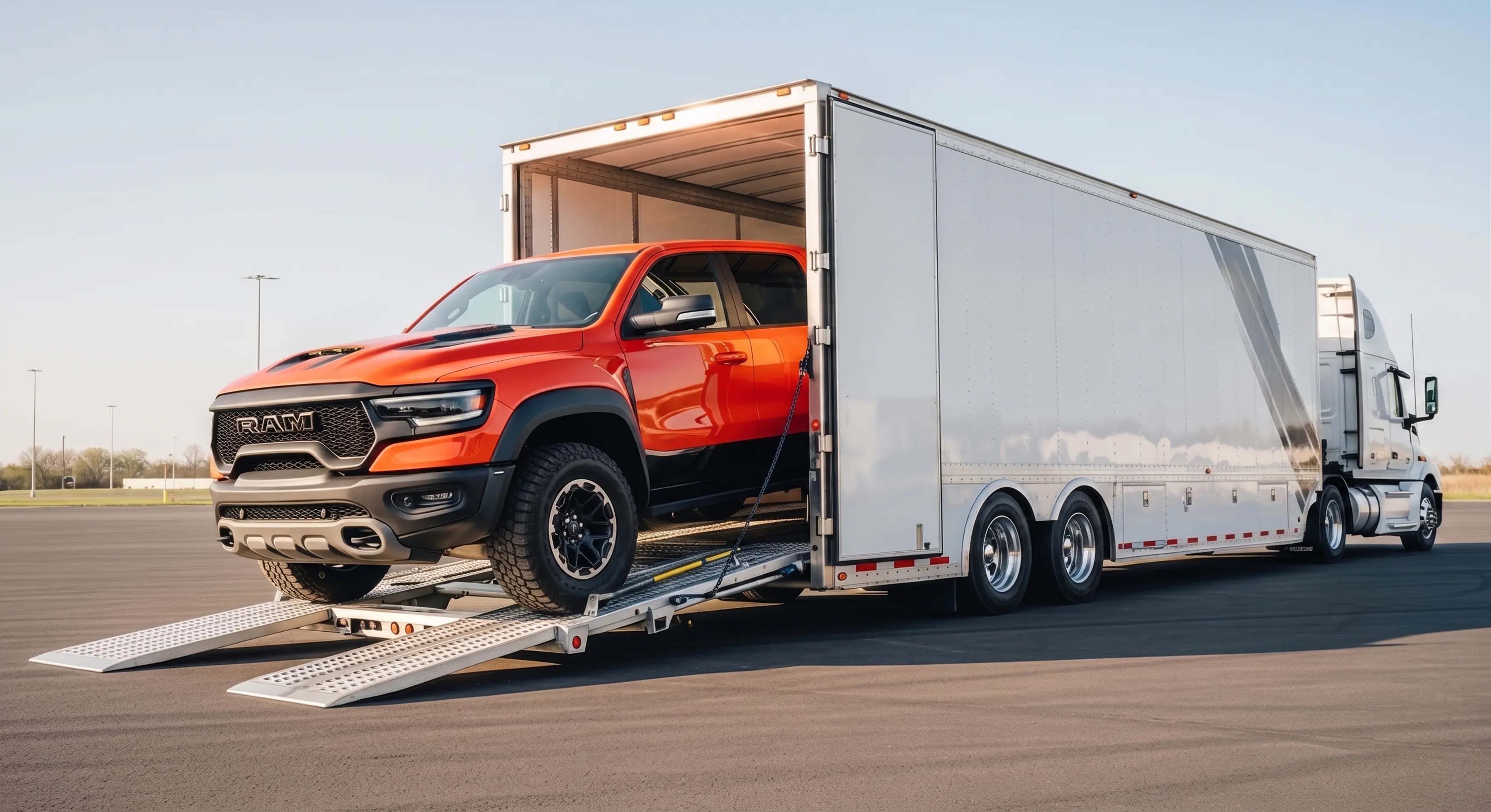 RAM TRX being unloaded off of a truck