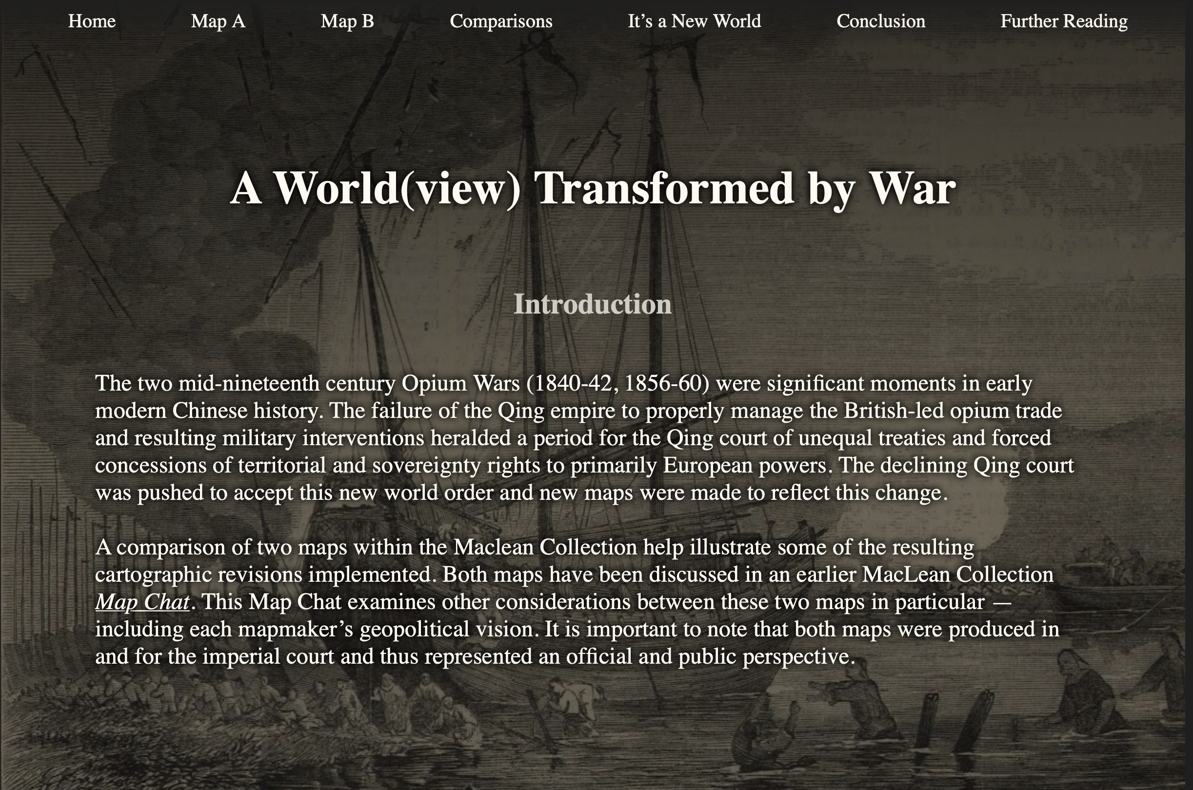 screenshot of interactive map chat website