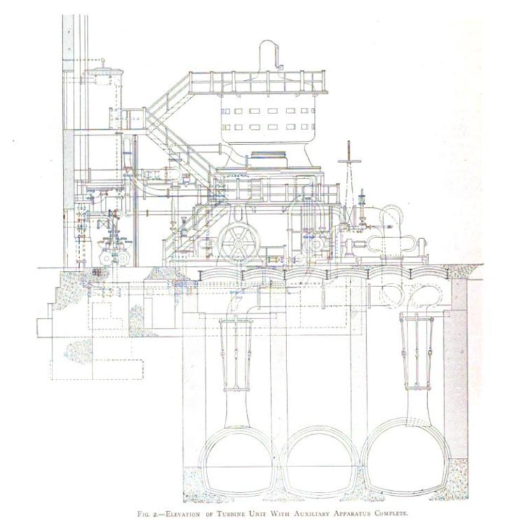 Engineering drawing of a power generating facility