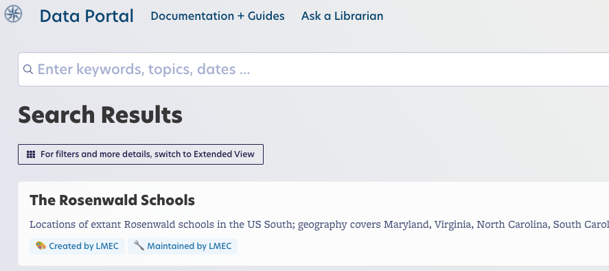 An image of the Leventhal Center data portal