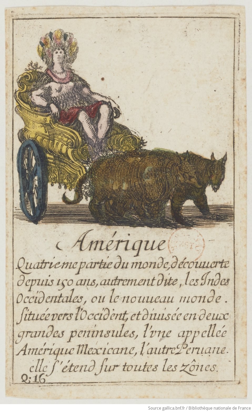 Card of America in Jean Desmarets de Saint-Sorlin, Jeu de la Géographie (Paris, Henry Le Gras, 1644), BnF, Department of Prints and Photography