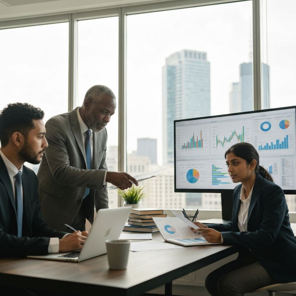 CPAs collaborating in modern office