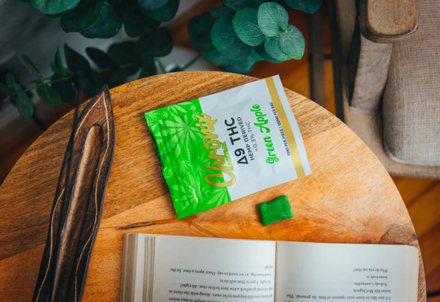 Bag of delta 9 gummies on a table